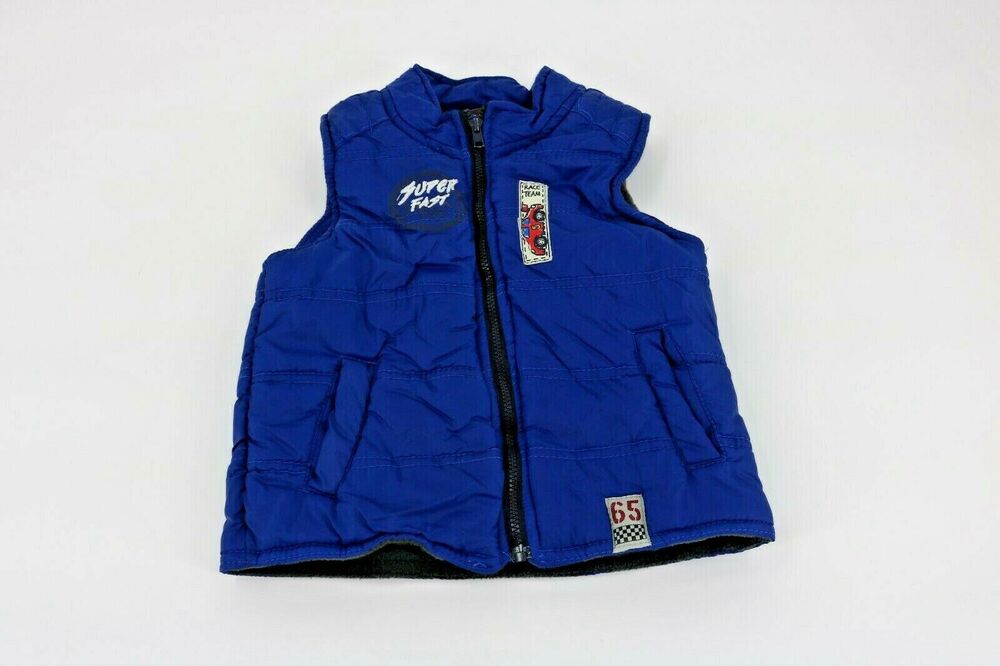 Boyz Wear Boys Blue Vest Car Zipper Casual Fall Outerwear Baby Size 24M Months